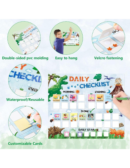 Gráfico de Rutina Diaria WERNNSAI Dinosaurio 33x28 cm
