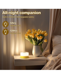 Luz Nocturna JUSHENG Táctil Recargable Amarilla 8x8 cm 2