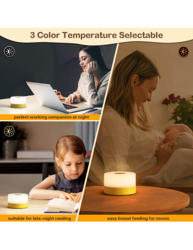 Luz Nocturna JUSHENG Táctil Recargable Amarilla 8x8 cm