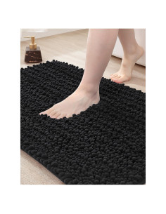 Alfombra de Baño DEXI 40x60 cm Chenilla Antideslizante Negra