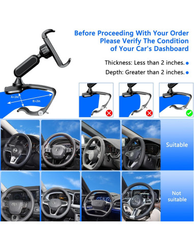 Soporte para teléfono en tablero coche RIEMKSL 360 Negro