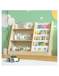 Estantería de Madera Natural Arbuxzuy 3 Niveles para Niños