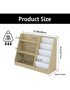 Estantería de Madera Natural Arbuxzuy 3 Niveles para Niños 2