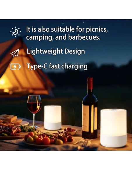 Lámpara de Mesa Táctil LED Recargable TUUWAI 3 Colores