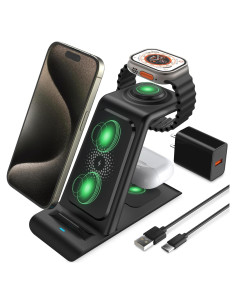 HATALKIN Estación de Carga Inalámbrica 3 en 1 para Apple