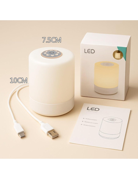 Lámpara de Mesa Táctil LED Recargable TUUWAI 3 Colores