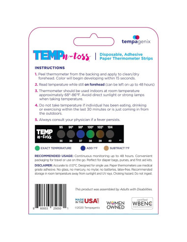 Termómetros desechables Temp-N-Toss para frente - 6 unidades