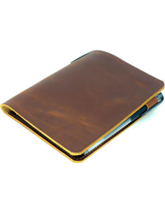 Cubierta de Cuero JJNUSA A5 Marrón para Cuadernos Espirales 2