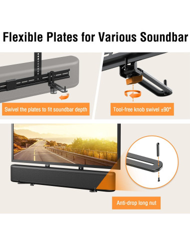 Soporte de Barra de Sonido ELIVED 80 cm Ajustable para TV