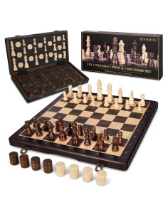 Juego de Ajedrez y Damas Magnético BIVOMON 2 en 1 Plegable 39.5 cm