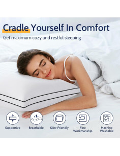 Juego de 2 Almohadas Estándar ROUMEA Microfibra Transpirables 2