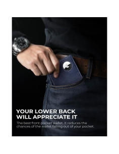 Billetera de cuero LORZOR bifold con soporte AirTag y RFID 2