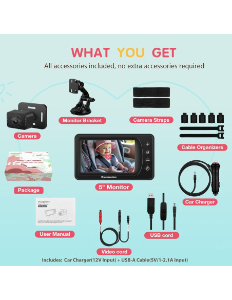 Cámara para Bebé S100P con Visión Nocturna HD 1080P 5"