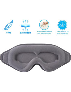 Máscara de Sueño 3D EMICUTE Antifaz Opaco Ajustable Negro 2