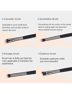 Juego de Brochas de Maquillaje MSQ 4 Piezas para Ojos - Negro 2