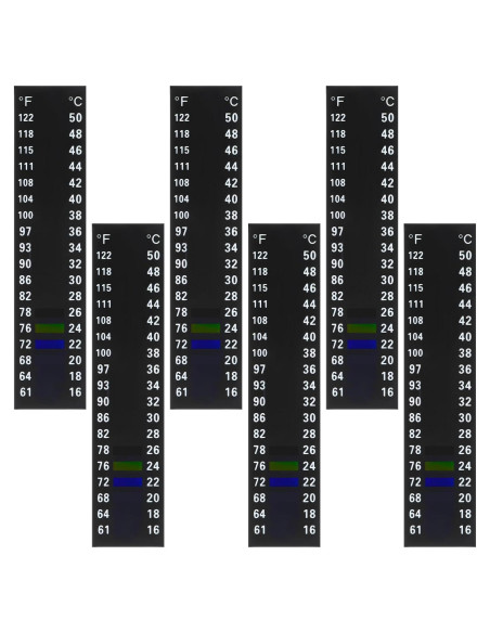 6 Tiras de Termómetro para Acuario Teaaha 9x2 cm