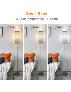 Lámpara de Pie LED Coucerk Gris 3 Temperaturas de Color 2