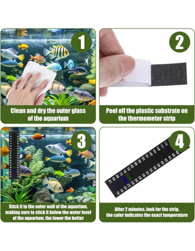 6 Tiras de Termómetro para Acuario Teaaha 9x2 cm