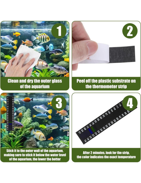 6 Tiras de Termómetro para Acuario Teaaha 9x2 cm