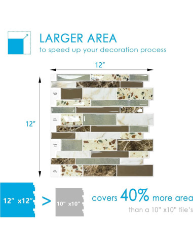 Azulejos Autoadhesivos Vamos Tile 10 Hojas 30.48x30.48cm Mármol Marrón