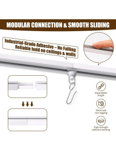 Riel de Cortina Adhesivo KOBRICH 1.0 m Flexible Sin Taladrar 2