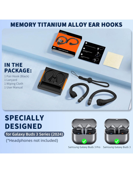 Ganchos para Orejas Antideslizantes QINZAC para Galaxy Buds 3
