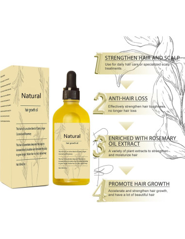 Aceite de Romero Natural para Crecimiento del Cabello 60mL