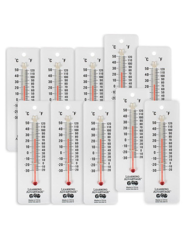 Termómetros Estudiantiles Learning Advantage - Juego de 10 - Escala Dual - Libre de Mercurio