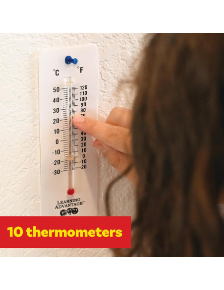 Termómetros Estudiantiles Learning Advantage - Juego de 10 - Escala Dual - Libre de Mercurio
