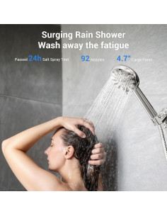 Cabezal de Ducha Portátil WATERLACE 8 Modos Alta Presión 150 cm 2