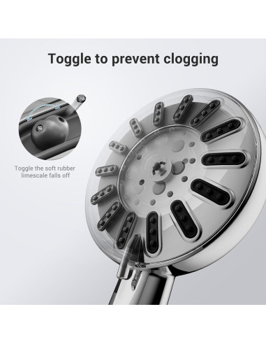 Cabezal de Ducha Portátil WATERLACE 8 Modos Alta Presión 150 cm