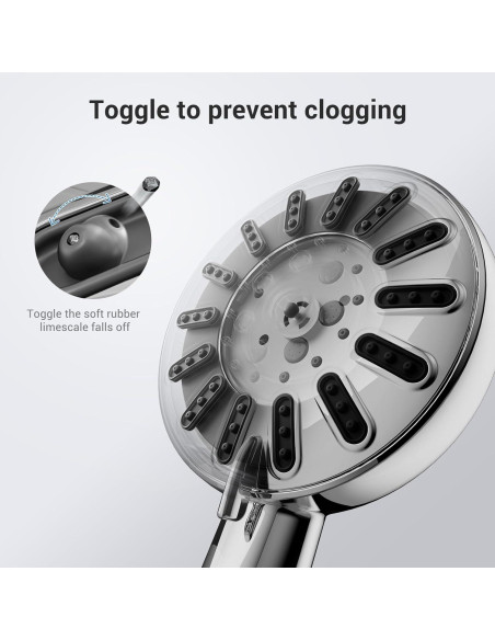 Cabezal de Ducha Portátil WATERLACE 8 Modos Alta Presión 150 cm