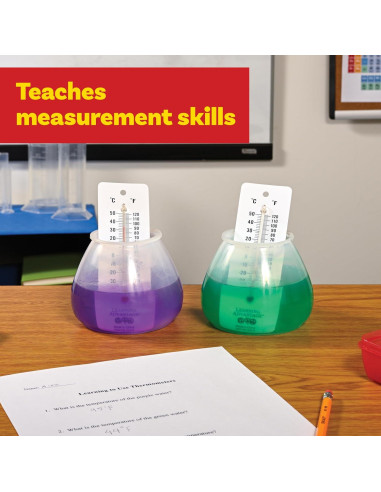 Termómetros Estudiantiles Learning Advantage - Juego de 10 - Escala Dual - Libre de Mercurio