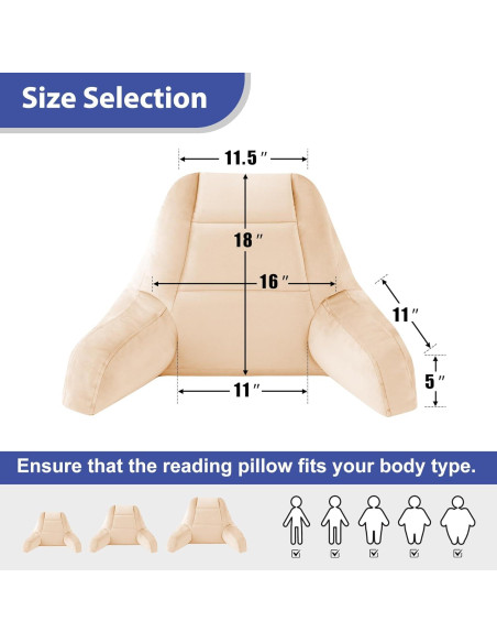 Almohada de Respaldo IASEAHK 45.72cm Beige para Leer en Cama