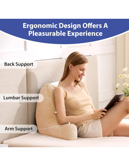 Almohada de Respaldo IASEAHK 45.72cm Beige para Leer en Cama