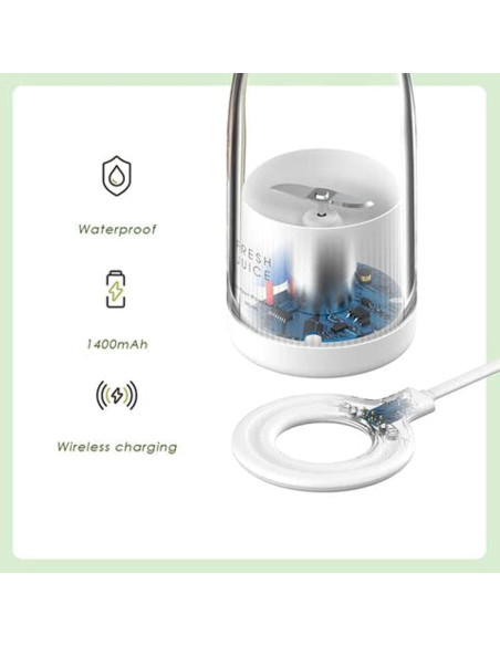 Mezclador Portátil Ciro Republic 350ml Carga Inalámbrica Blanco