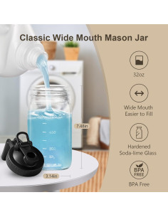 Frascos Mason de 32oz AoeJarry - Paquete de 2, Boca Ancha 2