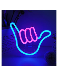 Luz Neón LED Mano Shaka ENUOLI Rosa Azul para Decoración