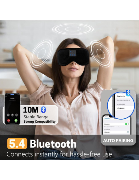 Máscara para dormir Bluetooth GNEGNI 3D Contour con auriculares