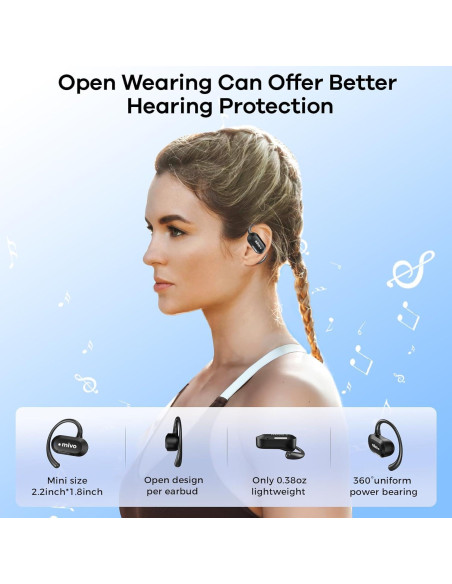 Auriculares Inalámbricos Mivo de Oído Abierto - 30h Batería, IPX7