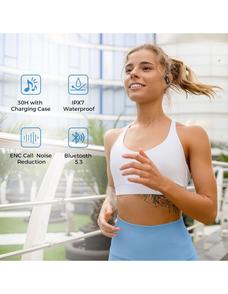 Auriculares Inalámbricos Mivo de Oído Abierto - 30h Batería, IPX7
