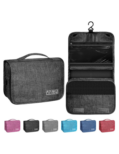 Bolsa de Aseo Colgante Impermeable 24.6x10.2x17.3cm Negro