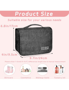 Bolsa de Aseo Colgante Impermeable 24.6x10.2x17.3cm Negro 2