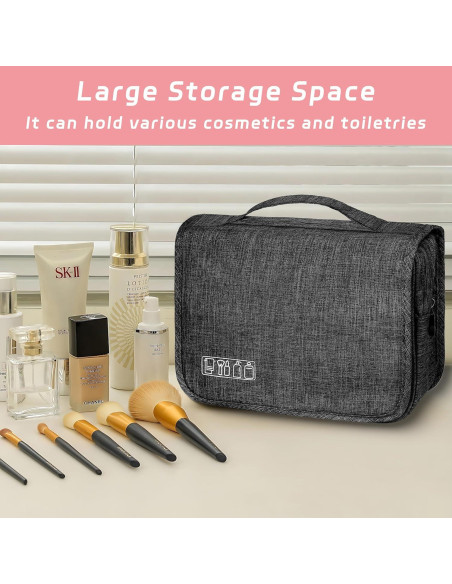 Bolsa de Aseo Colgante Impermeable 24.6x10.2x17.3cm Negro