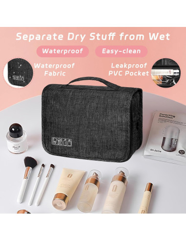 Bolsa de Aseo Colgante Impermeable 24.6x10.2x17.3cm Negro