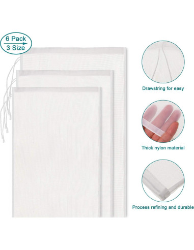 Bolsas de Leche de Nueces Boao - 6 Piezas Reutilizables Nylon