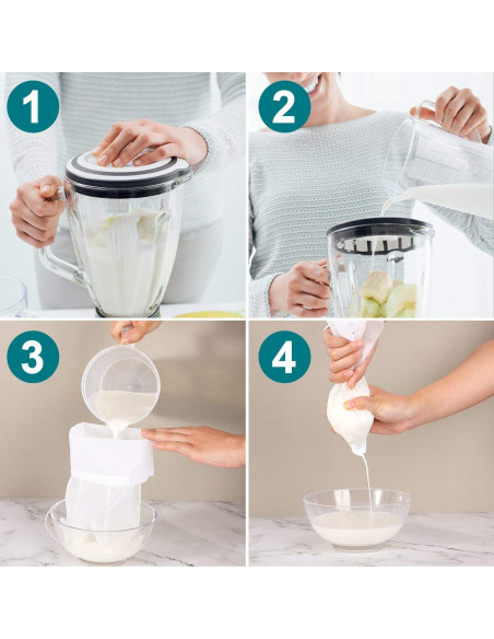 Bolsas de Leche de Nueces Boao - 6 Piezas Reutilizables Nylon