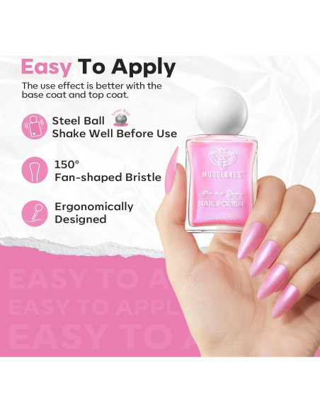 Esmalte de Uñas Rosa Brillante Modelones 15ml Secado Rápido