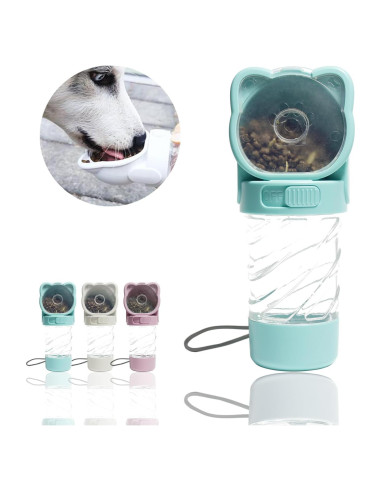 Botella de Agua 3 en 1 HAIPIMAO para Mascotas Verde 350ml