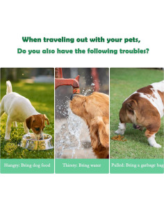 Botella de Agua 3 en 1 HAIPIMAO para Mascotas Verde 350ml 2